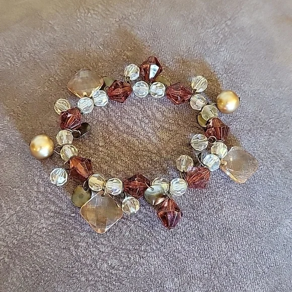 3/$30 HANDMADE Acrylic Prism Bauble Beaded Stretch Bracelet - Picture 2 of 6